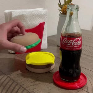 Stackable Burger Coasters Set | Funny Food Drink Mats | Novelty Kitchen Gift | Foodie Housewarming Gift Set