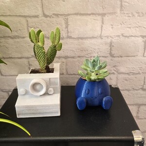 Instant Camera Planter Pot | Retro Polaroid Style Plant Holder | Cute Photographer Desk Decor | Plant Lover Gift