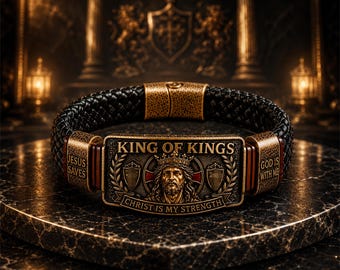 Men's Christian Prayer Bracelet – Vintage Crown Engraved Rope Bangle – Spiritual Faith Jewelry Gift