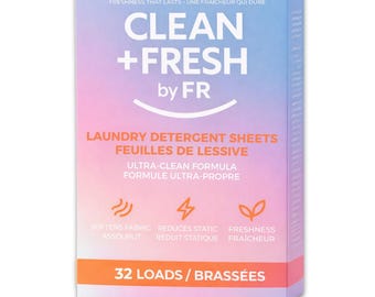 Clean + Fresh Laundry Sheets – 32 Loads – Gentle, Hypoallergenic, Plastic-Free