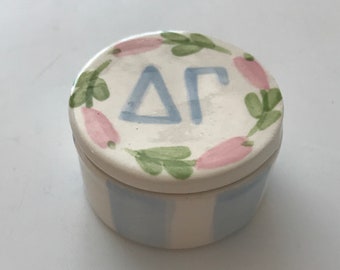 Delta Gamma Round Floral Pin Box Bid Day Initiation Sorority Gift