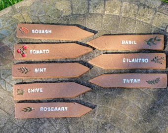 Etiqueta de cerámica para plantas, marcador de jardín, estaca artesanal para hierbas y hortalizas.