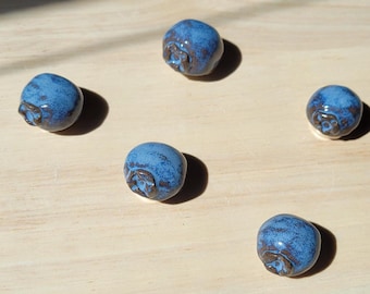 Blueberry Ceramic Magnets, Handmade Small Kitchen Decor