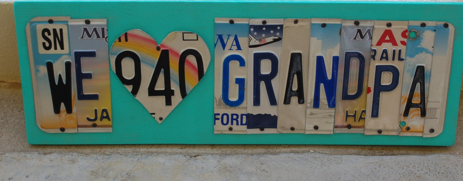 WE heart GRANDPA License Plate Art Custom Fathers Day Gift Etsy