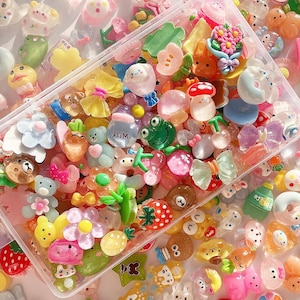 60 Pcs Resin Charms, Mixed Flat Back Craft Embellishments, DIY Scrapbooking Supplies