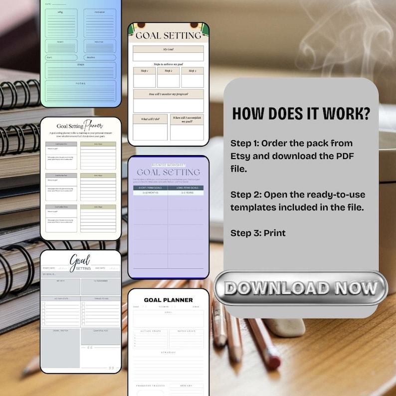 Goal Setting Workbook Printable PDF PNG | Personal Growth Planner ...