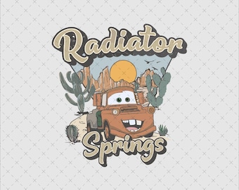 Radiator Springs Auto Download Digitale, Download Immediato PNG SVG, Grafica Retro Deserto, Adesivo Stampabile Poster Maglietta