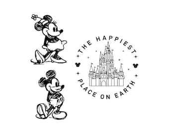 Castello di Topolino Vintage, il posto più felice della Terra, download digitale PNG SVG stampabile, maglietta a tema parco retrò