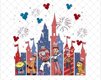 Clipart di personaggi di castelli patriottici, download digitale PNG SVG, stile retrò americano stampabile, per magliette, tazze, adesivi e decorazioni murali.