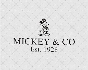 Dibujo lineal clásico vintage de Mickey Mouse, descarga instantánea PNG SVG, impresión de personaje retro