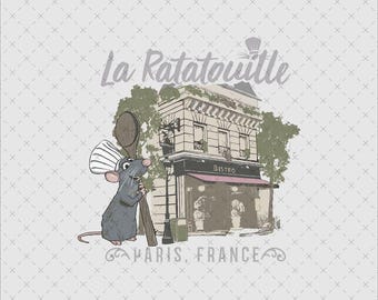 Remy Rat Chef Paris Bistro, download digitale PNG SVG, disegno ad acquerello, stampabile su maglietta, tazza, poster, adesivo