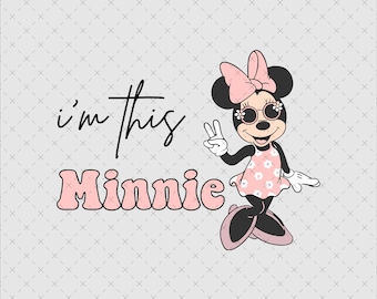 Minnie Peace Sign Png, Instant Download PNG SVG, Retro Pink Bow Birthday Shirt Print File