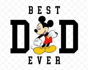 Il miglior papà di sempre, personaggio classico di Topolino, file PNG stampabile, regalo per papà in stile cartone animato retrò