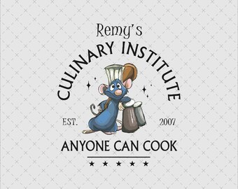 Remy Chef Rat Culinary Institute, file PNG e SVG a download immediato, arte da cucina a fumetti, maglietta, tazza, poster