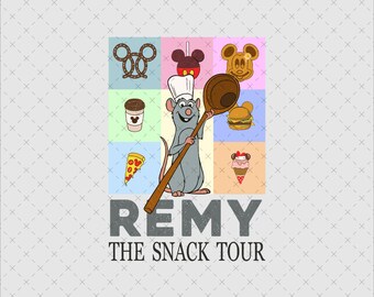 Remy Chef Rat Food Tour Retro Cartoon, file PNG scaricabile istantaneamente, stampabile digitale