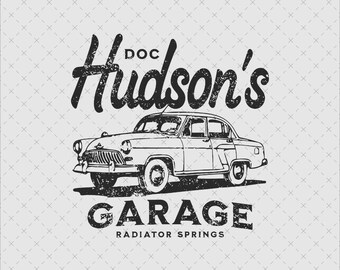 Molle del radiatore dell'officina Doc Hudson, download immediato PNG SVG, disegno di auto d'epoca, stampa di automobile retrò