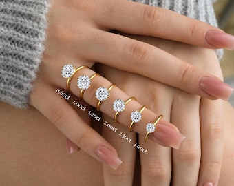 14k Gold Round Solitaire Ring, Simulated Diamond Engagement Ring, Minimalist Wedding Ring, Travel Ring, Promise Ring for Women