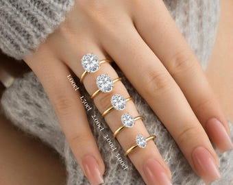 14k Gold Oval Solitaire Ring, Oval Simulated Diamond Engagement Ring, Minimalist Wedding Ring, Promise Ring, Travel Ring for Women