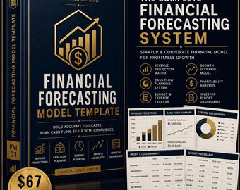 Financial Forecasting Model Template | Startup Revenue Projection Matrix | Corporate Cash Flow Plan Budget Expense Growth Calculator Canva