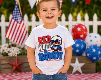 Camiseta infantil Red White & Rowdy Eagle / Patriótica del 4 de julio