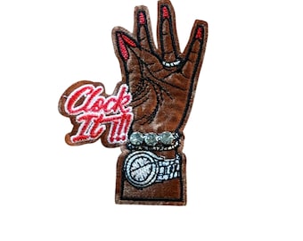Clock It!!! Embroidered Patch – Red or Orange Nails Edition