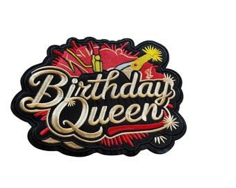 Parche bordado "Reina del Cumpleaños": Aplicación termoadhesiva para chaquetas