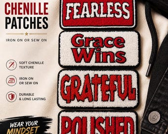 Fearless Grace vinner Grateful Polerade Chenille-lappar (stryk-på/sy-på)