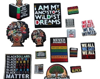 Black History Embroidered Patches: African American Pride, Melanin, Cultural Streetwear (Iron-On/Sew-On)