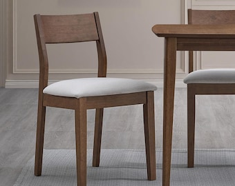 Mid Century Modern Dining Chair Curved Back Upholstered Chair Solid Wood Kitchen Chair Set ACTU Furniture