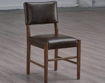 Mid Century Modern Solid Wood Dining Chairs, Upholstered Walnut Finish