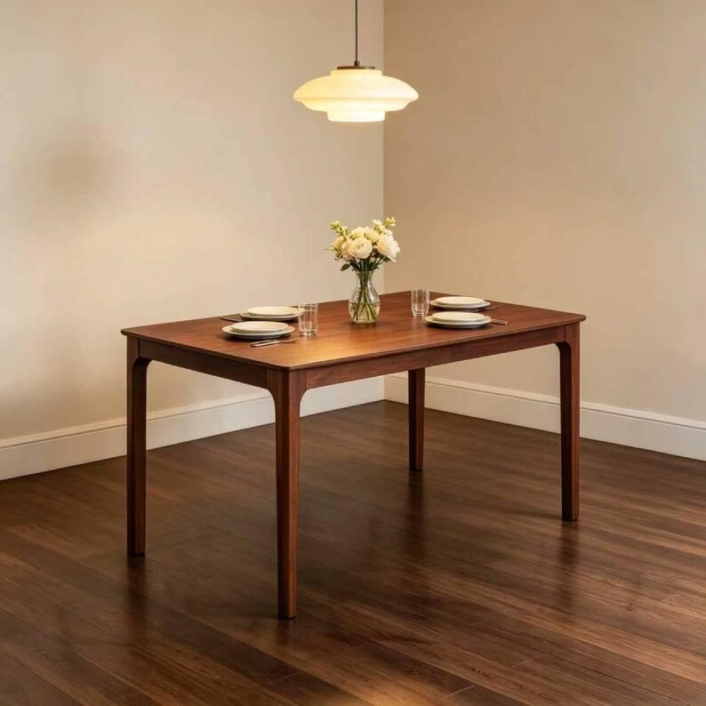 ACTU Rectangular Dining Table Solid Wood Kitchen Table Cherry
