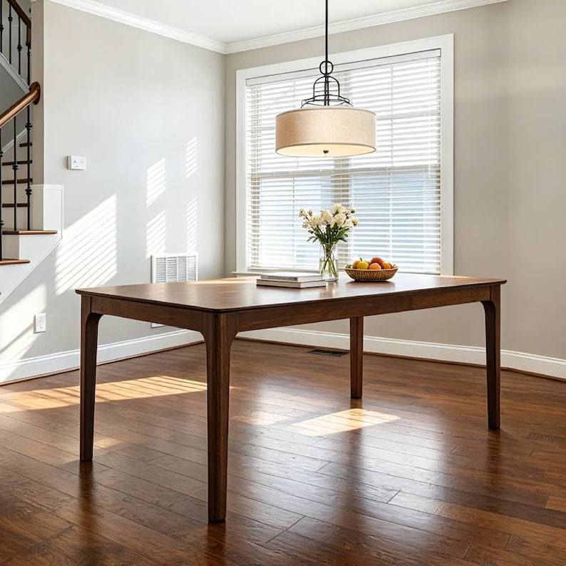 ACTU Rectangular Dining Table Solid Wood Kitchen Table Walunt