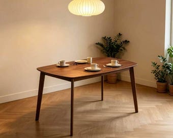 Solid Wood Dining Table, Mid Century Modern Kitchen Furniture, Natural Finish