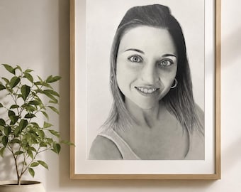 Custom Graphite Portrait from Photo | Handmade Realistic Pencil Drawing | Personalized Gift for Her, Mom, Wife or Family