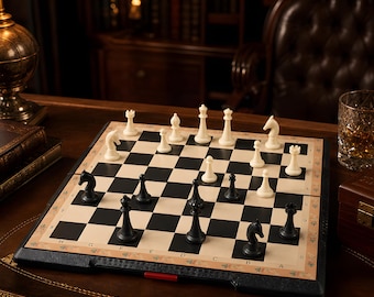 Magnetisch opvouwbaar schaakspel met algebraïsche notatie bordspel