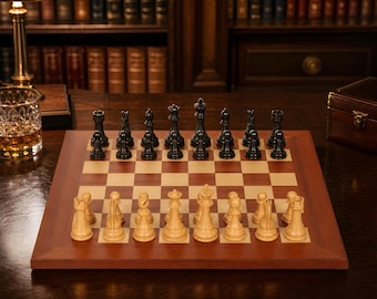Hölzernes Schach-Set Brettspiel Handgefertigte Staunton Pieces Mahagoni Brett Erwachsene Strategie Geschenk