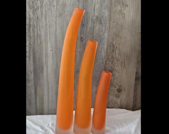 Set of Three Soliflor Blown Glass Vases, made in France, 1980s
