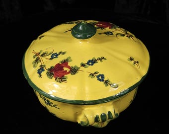 Italian- Imola Hand-Painted Majolica Jewelry or Trinket Bowl