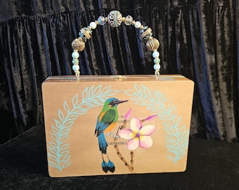 Nicaragua AJ Fernandez Toros Cigar Box Purse with National Bird and Flower (EMPTY)