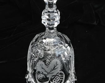Hofbauer Crystal Glass Hand Bell with Etched Strawberries