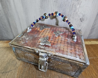 Altered Rothschild Cigar Box into an Vintage Industrial Purse w/ lock