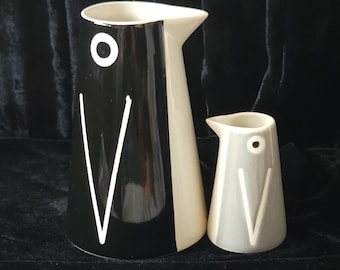 Rare Vintage IKEA LÄTTSÅLD Penguin Pitchers Set of 2, Minimalist Ceramic Carafe and Creamer