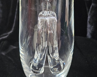 STEUBEN 1955 Martini Pitcher Split Handle Crystal Signed