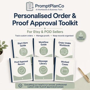 Custom Order Form & Proof Approval Toolkit for Etsy and POD Sellers, Etsy Order Approval Kit, Approve Your Custom Orders with Confidence