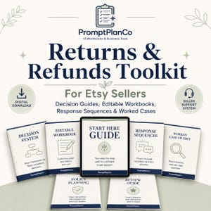Etsy Seller Toolkit for Returns & Refunds, Customer Service Guide and Editable Workbooks