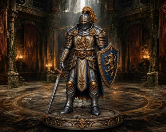 Heavy Plate Armor Knight Miniature – D&D RPG Tabletop Figure (36mm)