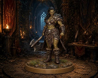 Orc Barbarian Miniature – Fantasy Warrior Figure for Tabletop RPG Games