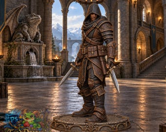 Rogue Assassin Miniature – 36mm Human Dual Dagger Character | Unpainted Resin DND Mini | Tabletop RPG Figure
