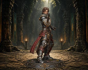 Male Human Fighter Miniature | Duelist Warrior, Swordsman, D&D RPG Character Dark Fantasy