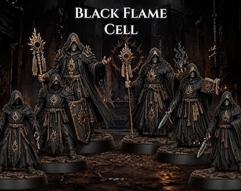 Cult of the Black Flame Miniatures | Dark Fantasy Warband, Unpainted Resin RPG Minis